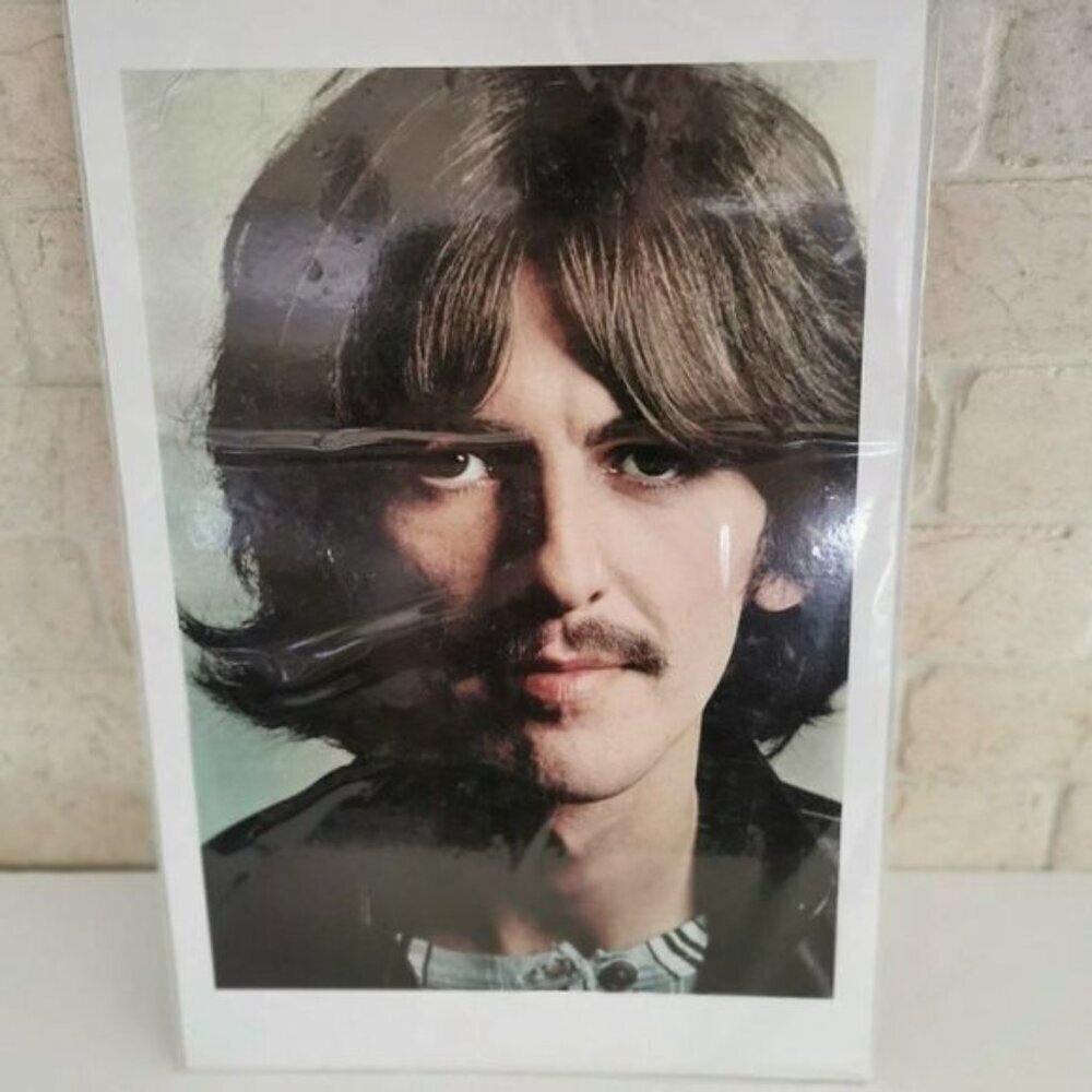 Vintage George Harrison Poster Print, 11.75" x 17.5" The Beatles Musician Art